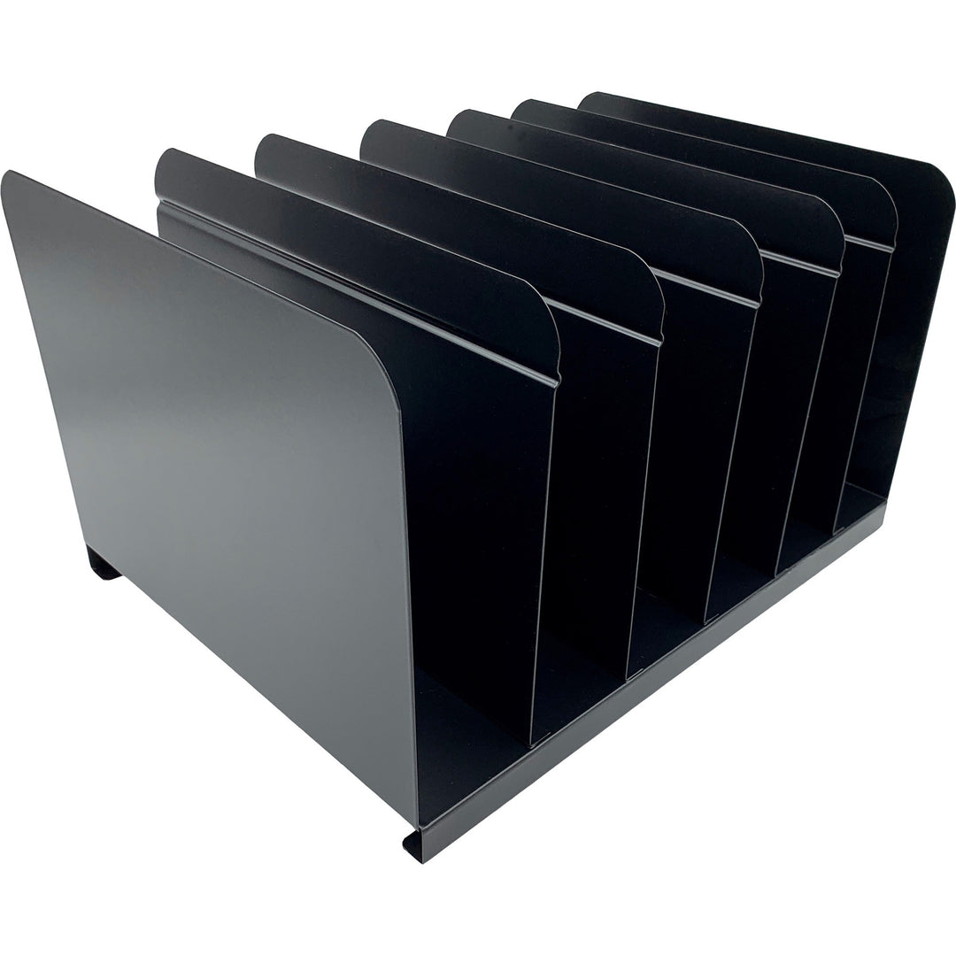 Image of Huron Book Rack,Vertical,6 Slots,15"x11"x9",Black