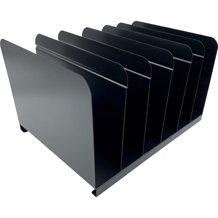 Image of Huron Book Rack,Vertical,6 Slots,15"x11"x9",Black