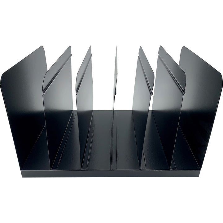 Image of Huron Book Rack,Vertical,6 Slots,15"x11"x9",Black