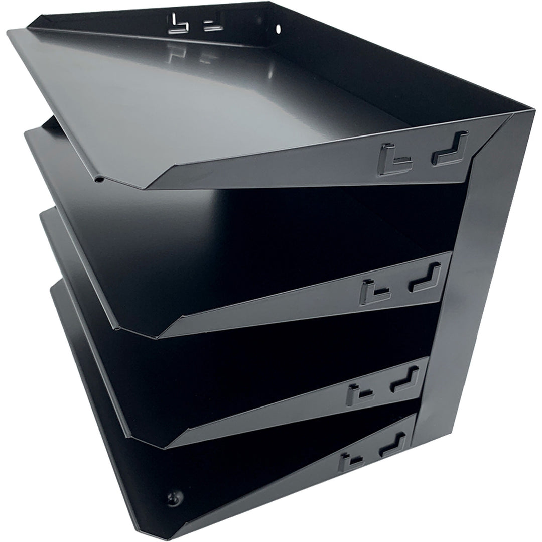 Image of Huron Desk Organizer,Horizontal,4 Slots,Letter,12"x8-2/3"x9",Black