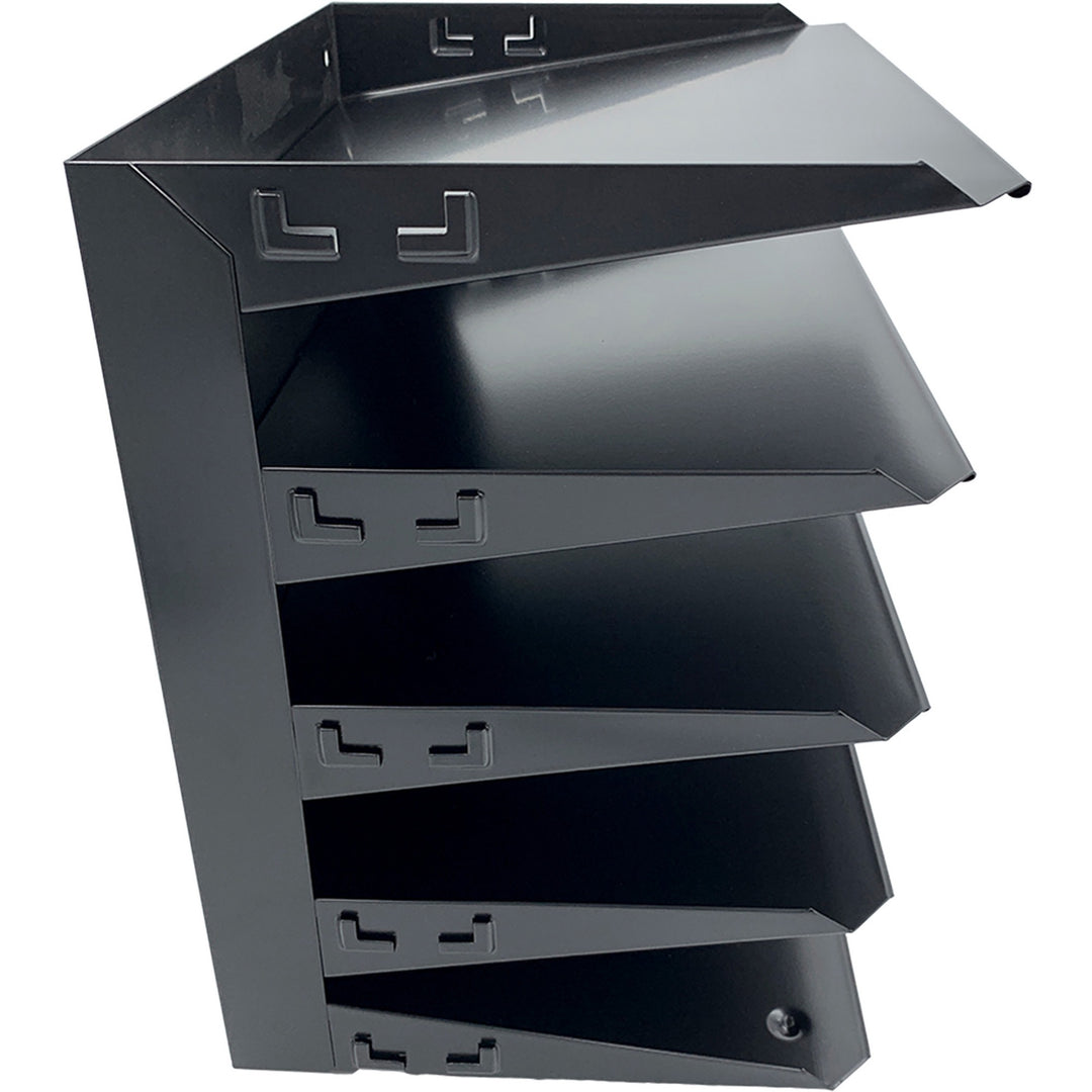 Image of Huron Desk Organizer,Horizontal,5 Slots,Letter,8-3/4"x12"x12",BK