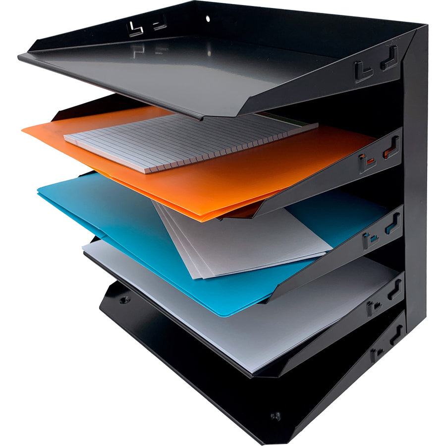 Image of Huron Desk Organizer,Horizontal,5 Slots,Letter,8-3/4"x12"x12",BK
