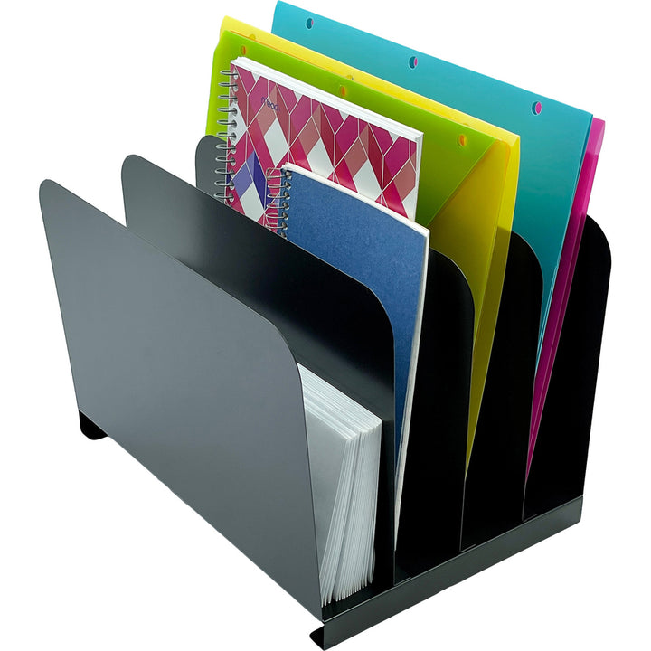 Image of Huron Desk Organizer,Vertical,4 Slots,11"x11"x7-3/4"Black