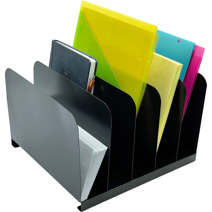 Image of Huron Desk Organizer,Vertical,5 Slots,11"x12-1/2"x7-3/4",Black