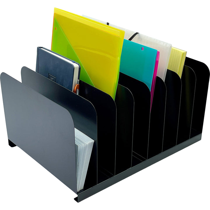 Image of Huron Desk Organizer,Vertical,8 Slots,11"x15"x7-3/4",Black