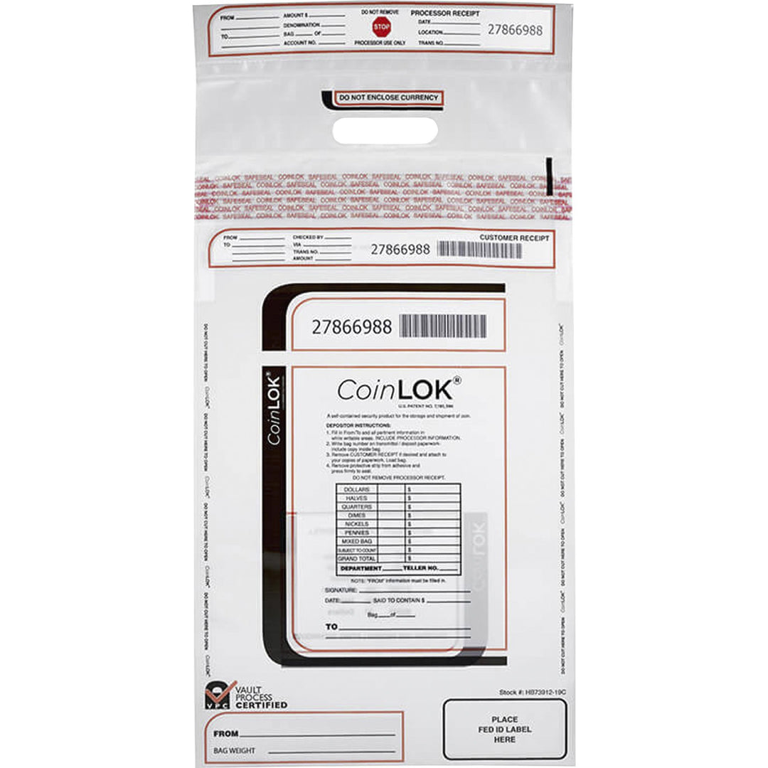 Image of ControlTek Bag,Coin,Tamper-Evident,Single,HD,12-1/2"x25",50/PK,CL