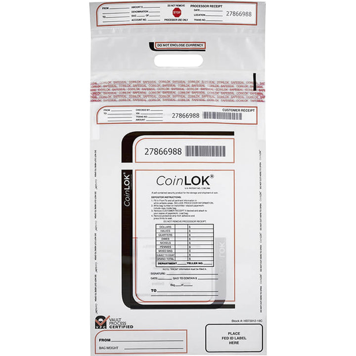Image of ControlTek Bag,Coin,Tamper-Evident,Single,HD,12-1/2"x25",50/PK,CL