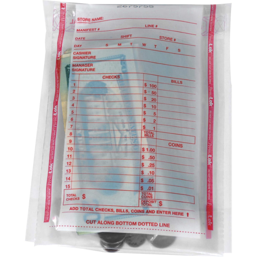 Image of PermaLOK Deposit Bag, Plastic, 5.75 X 8.75 X 3, Clear, 1,000/carton