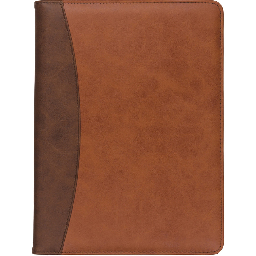 Image of Samsill® Two-Tone Padfolio with Spine Accent, 10.6w x 14.25h, Polyurethane, Tan/Brown