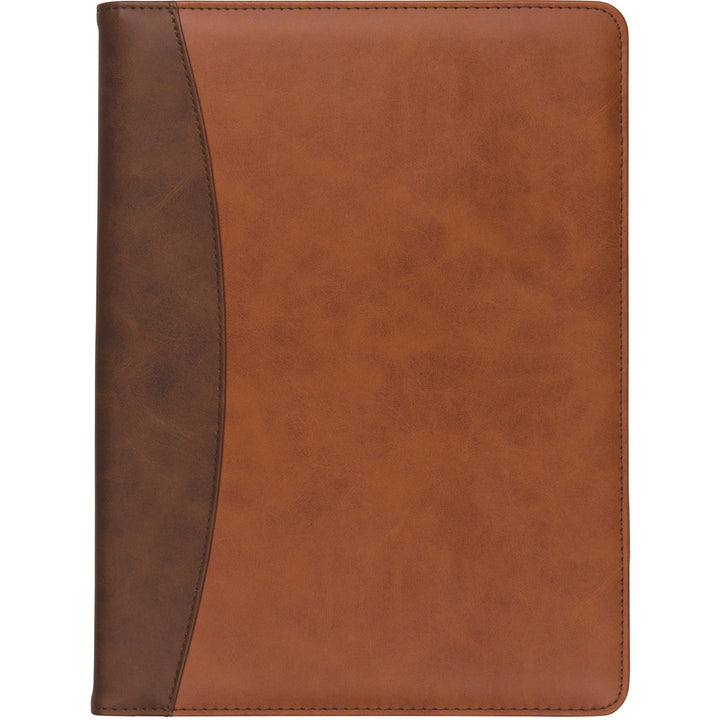 Image of Samsill® Two-Tone Padfolio with Spine Accent, 10.6w x 14.25h, Polyurethane, Tan/Brown