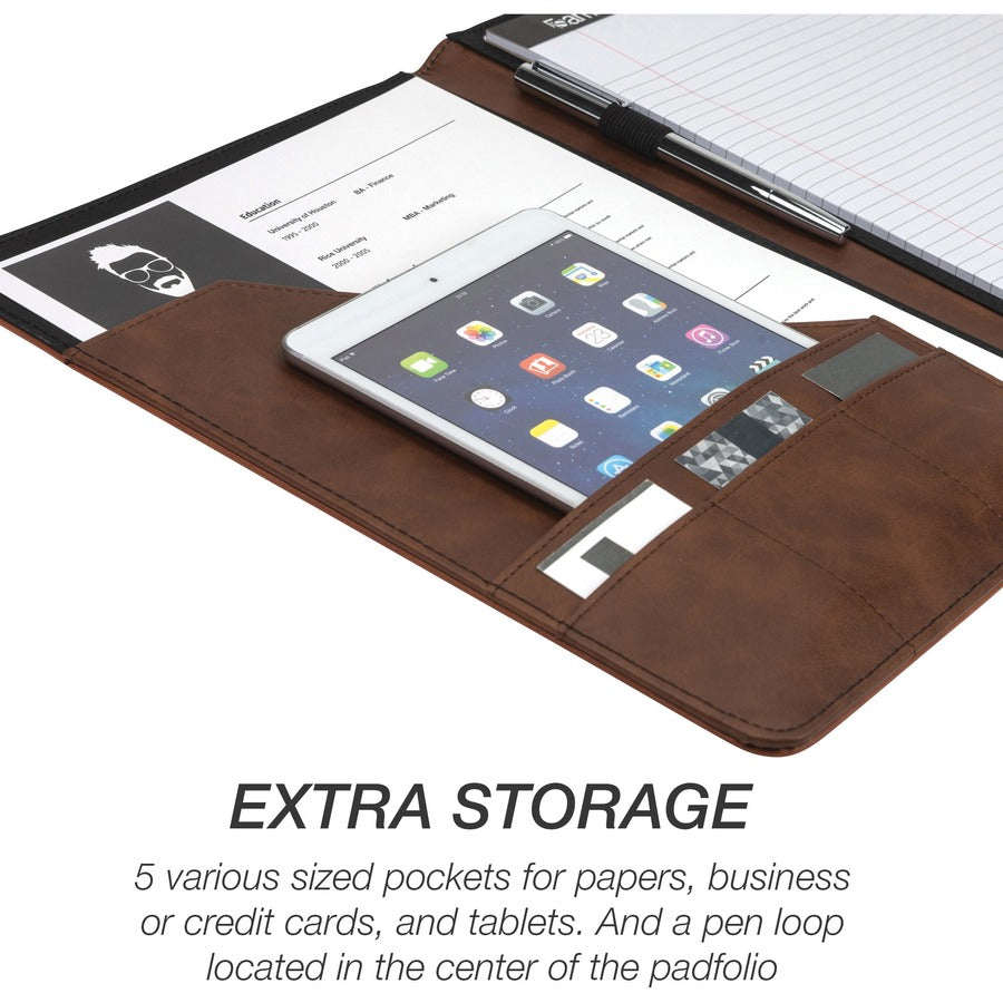 Image of Samsill® Two-Tone Padfolio with Spine Accent, 10.6w x 14.25h, Polyurethane, Tan/Brown