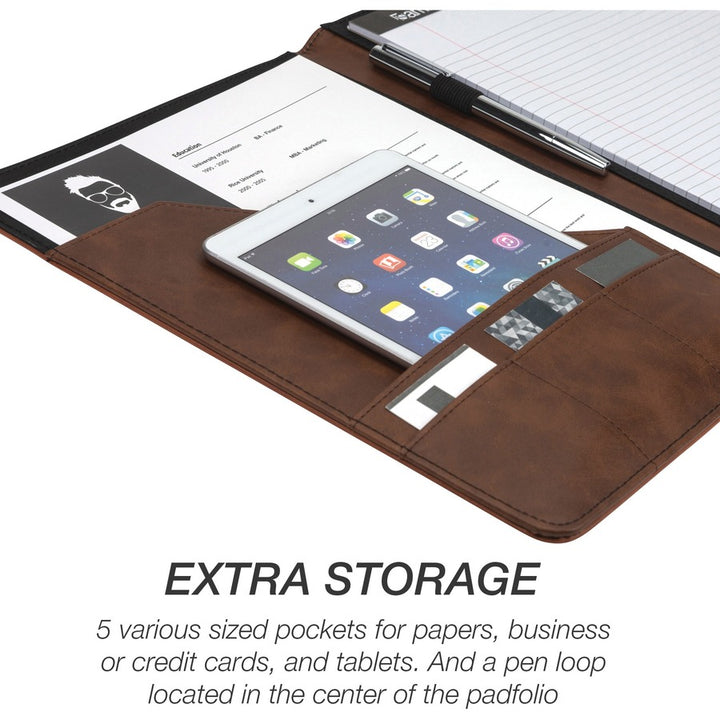 Image of Samsill® Two-Tone Padfolio with Spine Accent, 10.6w x 14.25h, Polyurethane, Tan/Brown