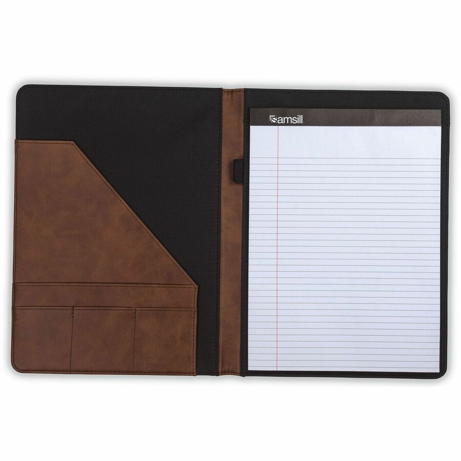 Image of Samsill® Two-Tone Padfolio with Spine Accent, 10.6w x 14.25h, Polyurethane, Tan/Brown