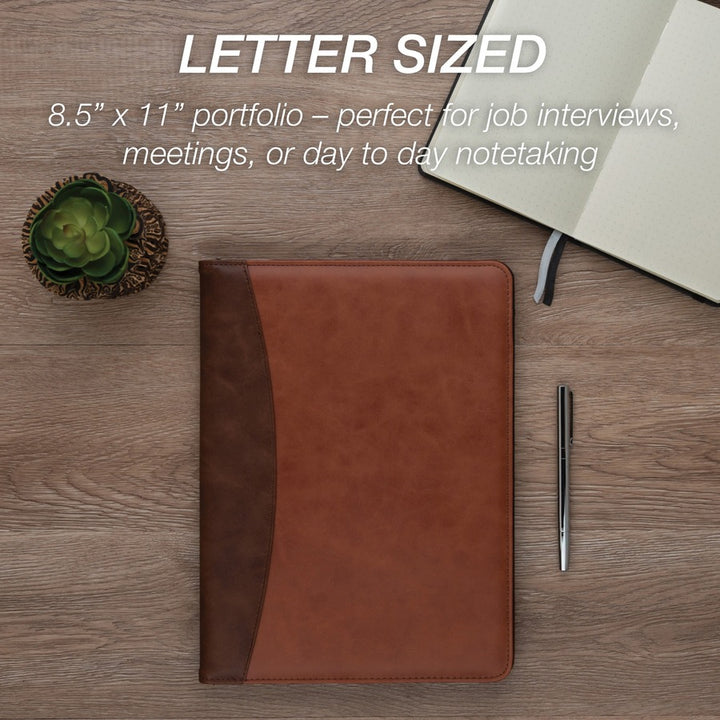 Image of Samsill® Two-Tone Padfolio with Spine Accent, 10.6w x 14.25h, Polyurethane, Tan/Brown