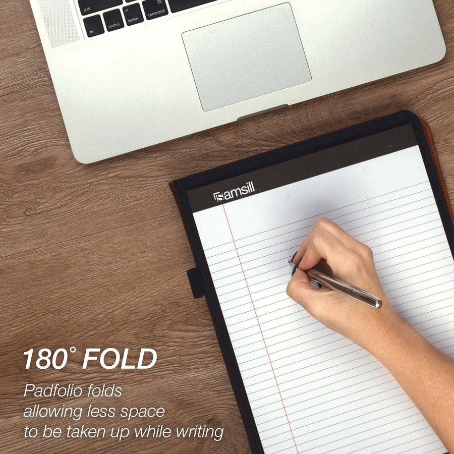 Image of Samsill® Two-Tone Padfolio with Spine Accent, 10.6w x 14.25h, Polyurethane, Tan/Brown