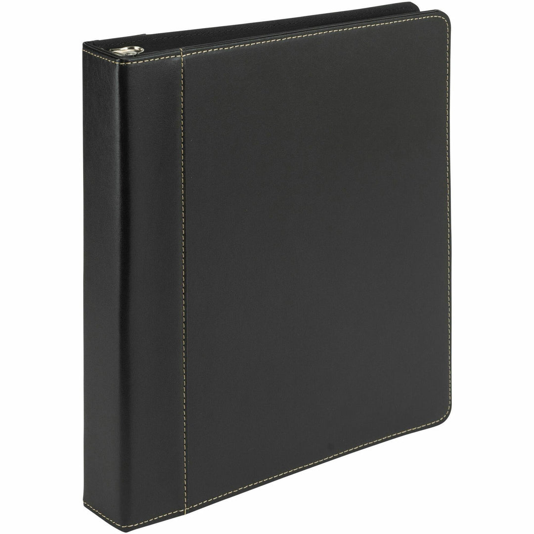 Image of Samsill® Binder,Leather,Round,w/2 Pockets,1" Cap,Letter,Black