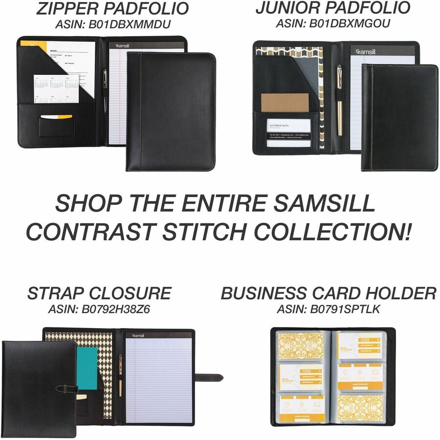 Image of Samsill® Binder,Leather,Round,w/2 Pockets,1" Cap,Letter,Black