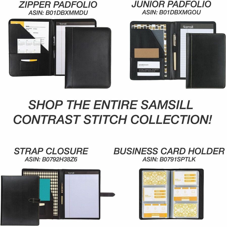 Image of Samsill® Binder,Leather,Round,w/2 Pockets,1" Cap,Letter,Black