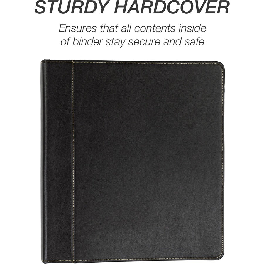 Image of Samsill® Binder,Leather,Round,w/2 Pockets,1" Cap,Letter,Black
