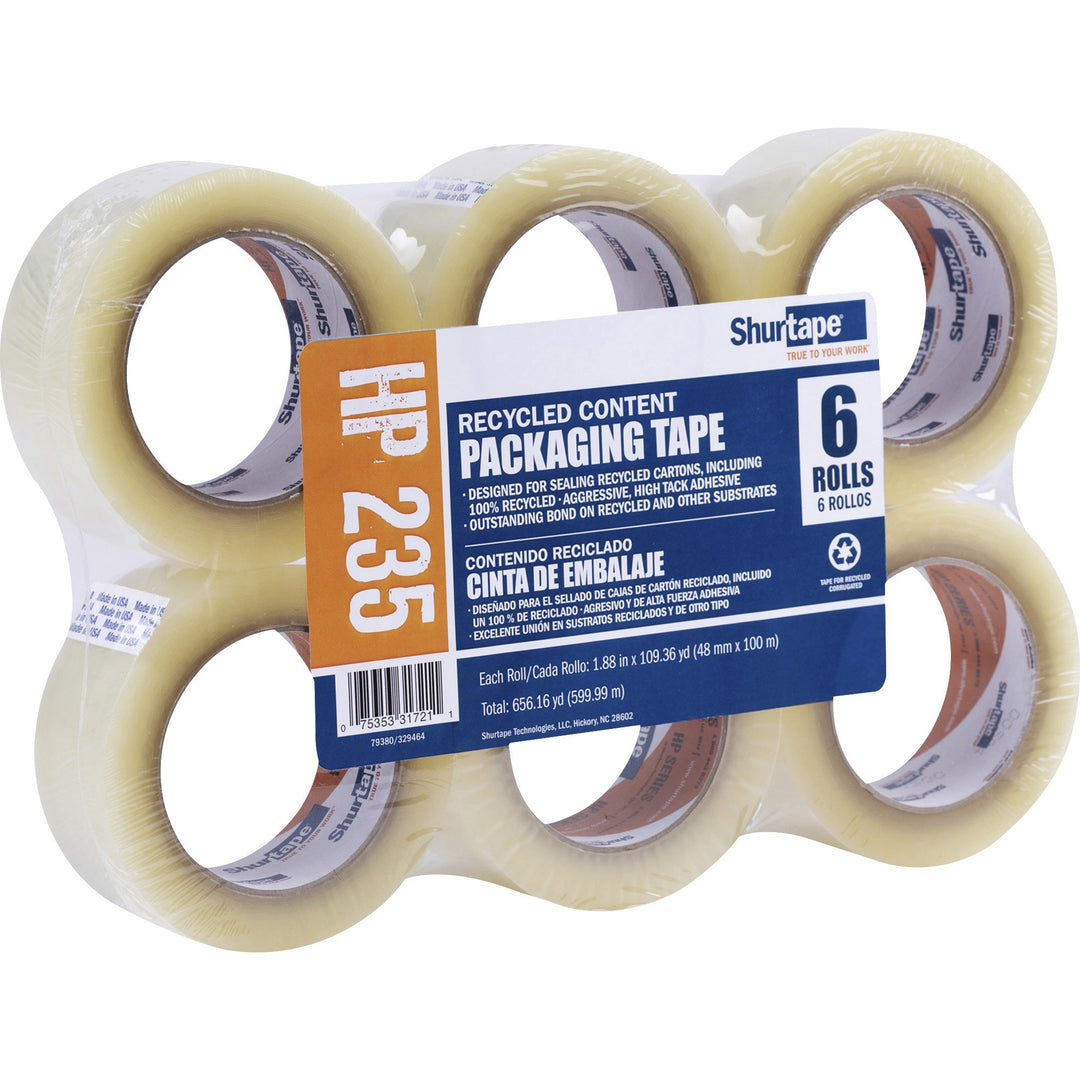 Image of Duck® Packaging Tape,HP 235,f/Recycled Boxes,48mmx100m,6/PK,CL