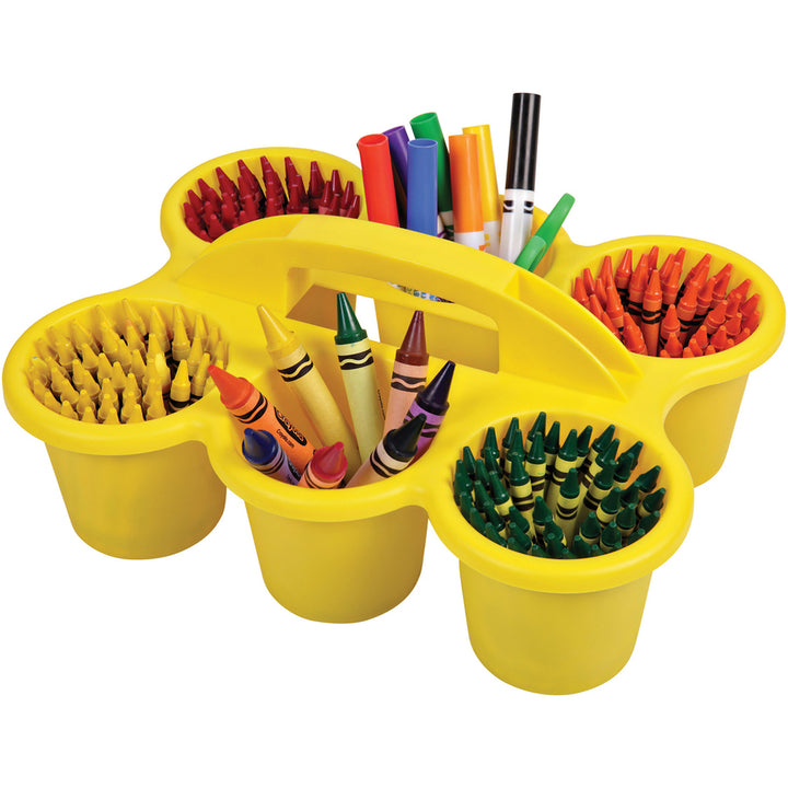 Image of deflecto® Caddy, w/Handle, 6 Cup Compartments, 12"x9.6"x5.3", YW