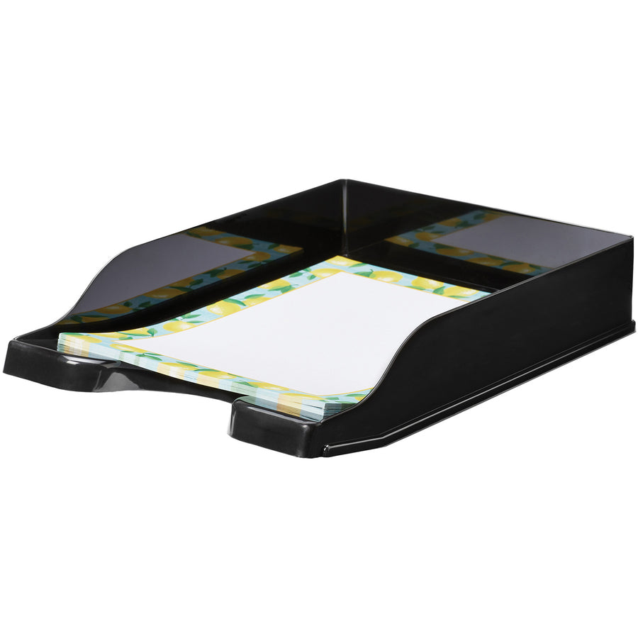 Image of deflecto® Tray,Front-Load,Curved,Antimicrobial,10.2"x13.8"x2.6",BK