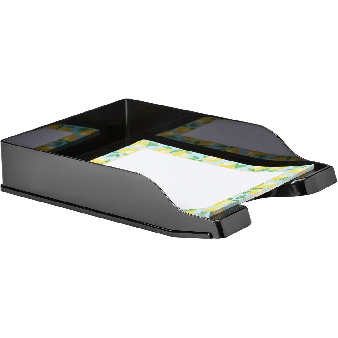 Image of deflecto® Tray,Front-Load,Curved,Antimicrobial,10.2"x13.8"x2.6",BK