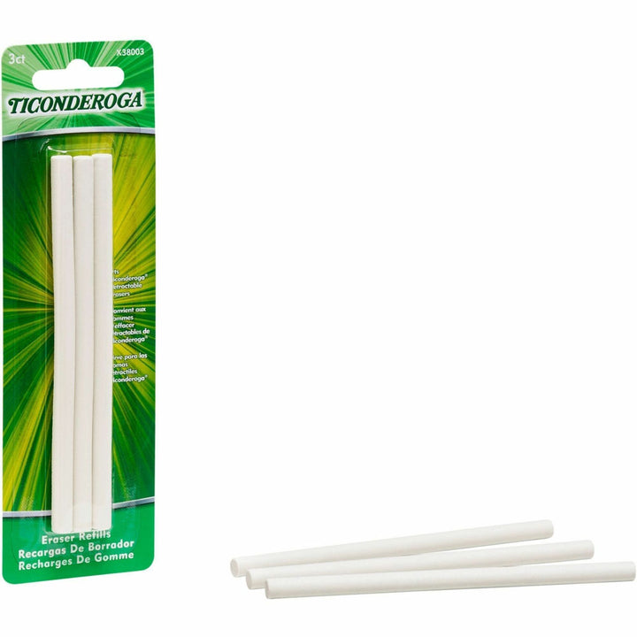 Image of Ticonderoga X38003 Retractable Eraser Refills, White, 3 / Pack, Smudge-free, Residue-free, Non-tearing, Latex-free, Retractable, Latex-free, Soft