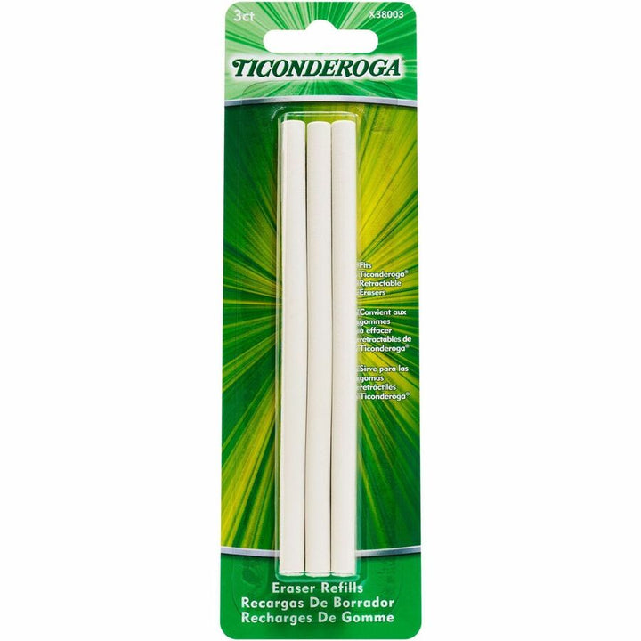Image of Ticonderoga X38003 Retractable Eraser Refills, White, 3 / Pack, Smudge-free, Residue-free, Non-tearing, Latex-free, Retractable, Latex-free, Soft