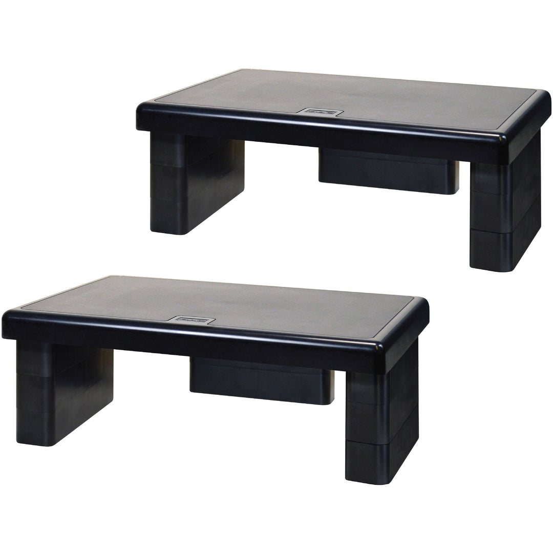 Image of Data Accessories Company Monitor Riser,13"x10-1/2"x1"to4-3/4",66 lb Cap,2/PK,BK