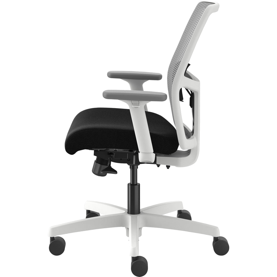 Image of HON I2Y1AHFC10DW Ignition Low-back Task Chair, Black Seat Color, Fog Back Color, Mesh Back Material, Designer White Frame Color, Low Back, 1 Each