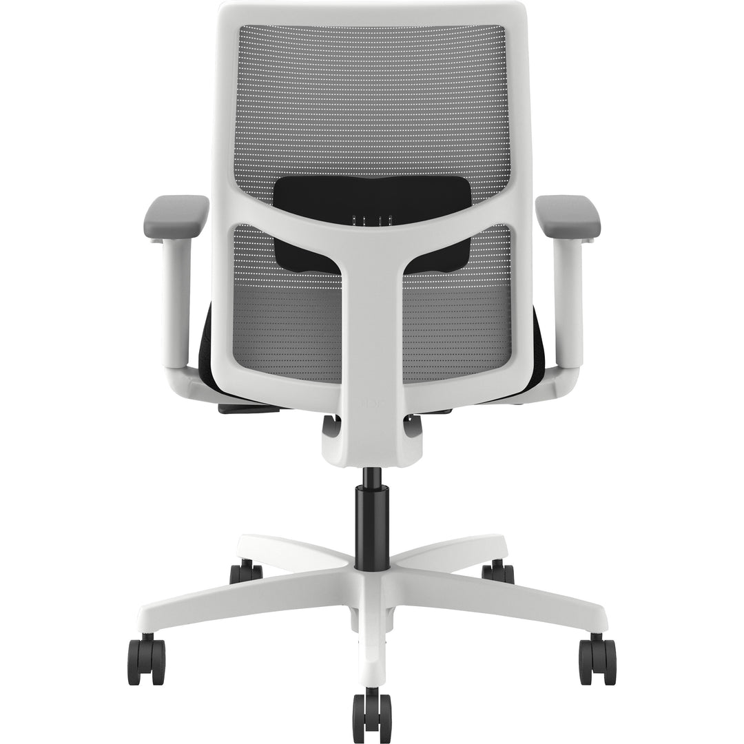 Image of HON I2Y1AHFC10DW Ignition Low-back Task Chair, Black Seat Color, Fog Back Color, Mesh Back Material, Designer White Frame Color, Low Back, 1 Each
