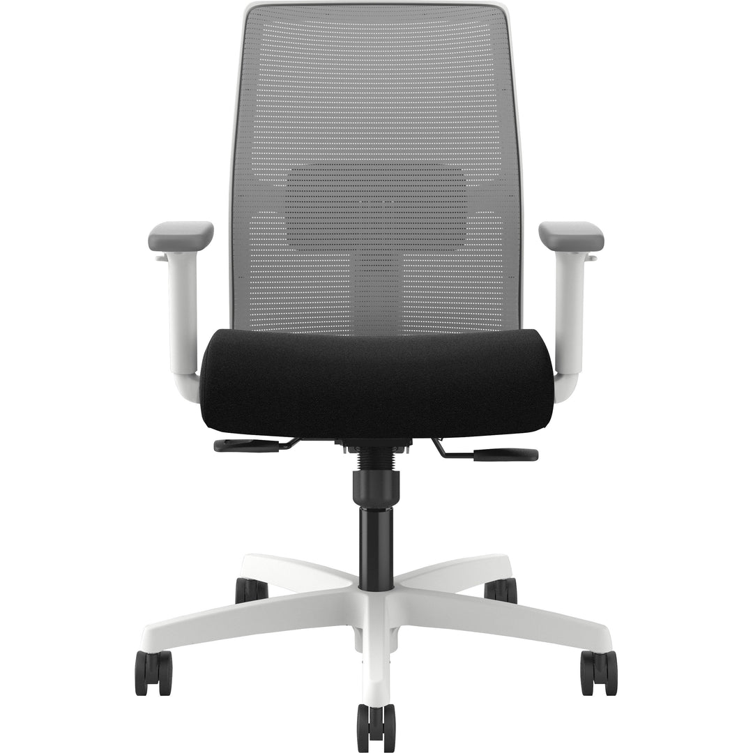 Image of HON I2Y1AHFC10DW Ignition Low-back Task Chair, Black Seat Color, Fog Back Color, Mesh Back Material, Designer White Frame Color, Low Back, 1 Each