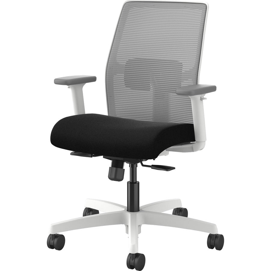 Image of HON I2Y1AHFC10DW Ignition Low-back Task Chair, Black Seat Color, Fog Back Color, Mesh Back Material, Designer White Frame Color, Low Back, 1 Each