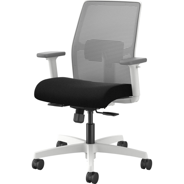 Image of HON I2Y1AHFC10DW Ignition Low-back Task Chair, Black Seat Color, Fog Back Color, Mesh Back Material, Designer White Frame Color, Low Back, 1 Each