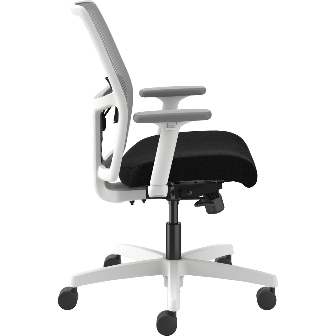 Image of HON I2Y1AHFC10DW Ignition Low-back Task Chair, Black Seat Color, Fog Back Color, Mesh Back Material, Designer White Frame Color, Low Back, 1 Each