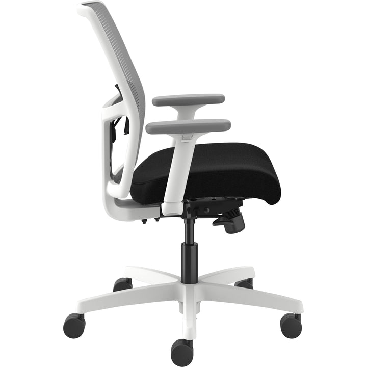 Image of HON I2Y1AHFC10DW Ignition Low-back Task Chair, Black Seat Color, Fog Back Color, Mesh Back Material, Designer White Frame Color, Low Back, 1 Each