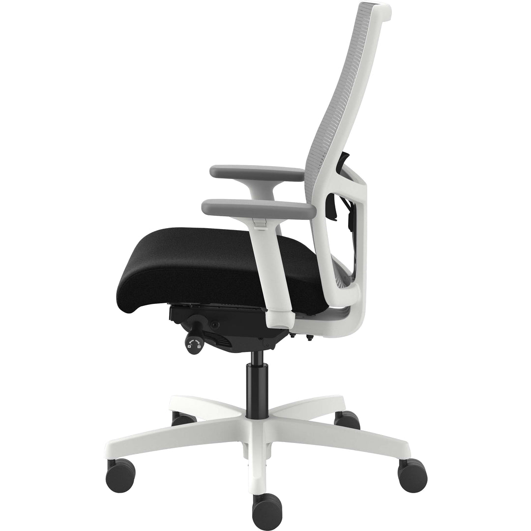 Image of HON I2Y2AHFC10DW Ignition Mid-back Task Chair, Black Seat Color, Fog Back Color, Mesh Back Material, Designer White Frame Color, Mid Back, 1 Each