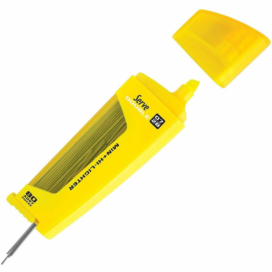 Image of Serve FMS0710 Double Leads & Highlighter, 0.7 mm Lead Size, Yellow Ink, Black Lead, 1 Each