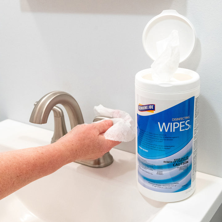 Image of Genuine Joe Wipes,Disinfecting,7"x8",75/Tub,6Tubs/CT,White