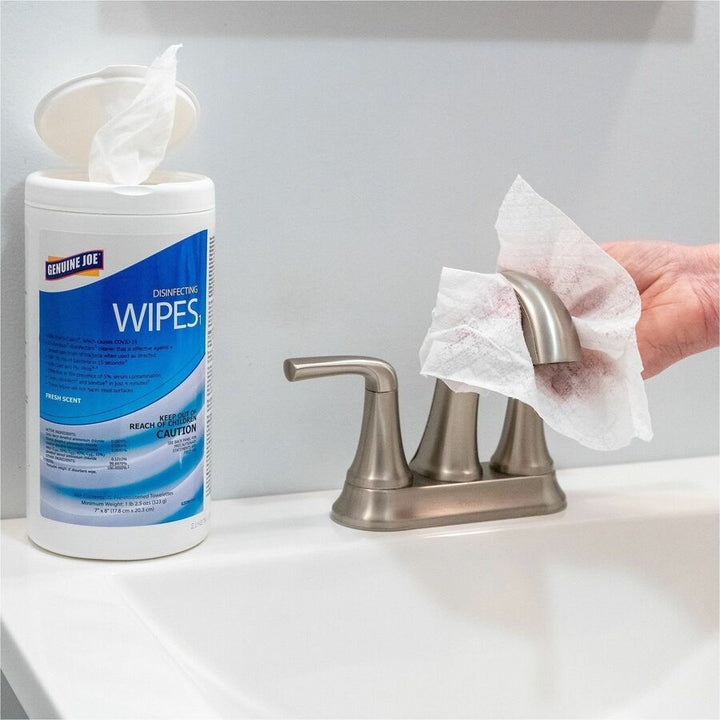 Image of Genuine Joe Wipes,Disinfecting,7"x8",75/Tub,6Tubs/CT,White