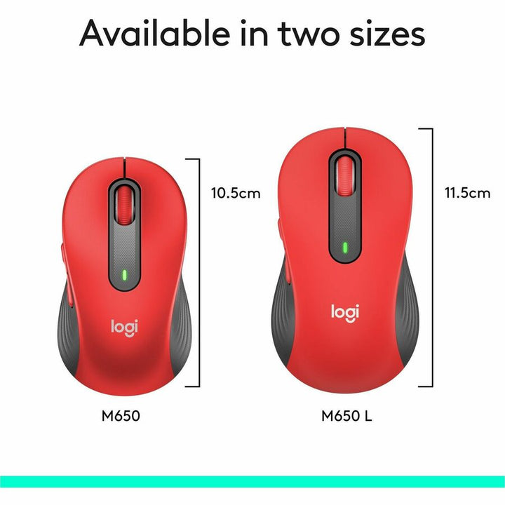 Image of Logitech® Signature M650 Wireless Mouse, Large, 2.4 GHz Frequency, 33 ft Wireless Range, Right Hand Use, Red