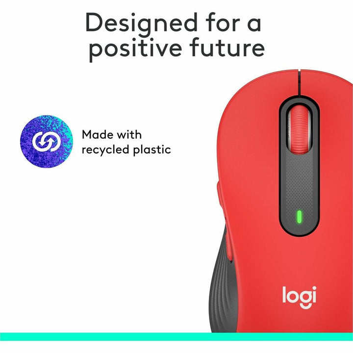 Image of Logitech® Signature M650 Wireless Mouse, Large, 2.4 GHz Frequency, 33 ft Wireless Range, Right Hand Use, Red