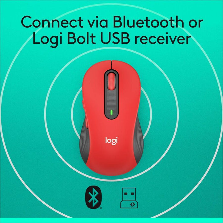 Image of Logitech® Signature M650 Wireless Mouse, Large, 2.4 GHz Frequency, 33 ft Wireless Range, Right Hand Use, Red