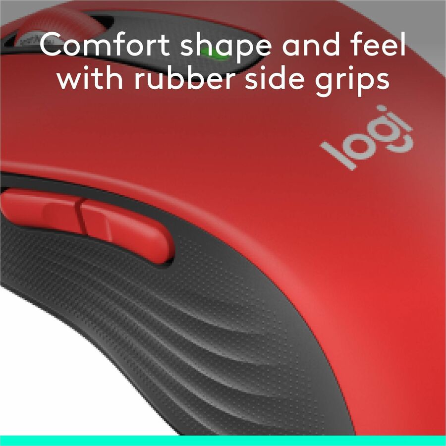 Image of Logitech® Signature M650 Wireless Mouse, Large, 2.4 GHz Frequency, 33 ft Wireless Range, Right Hand Use, Red