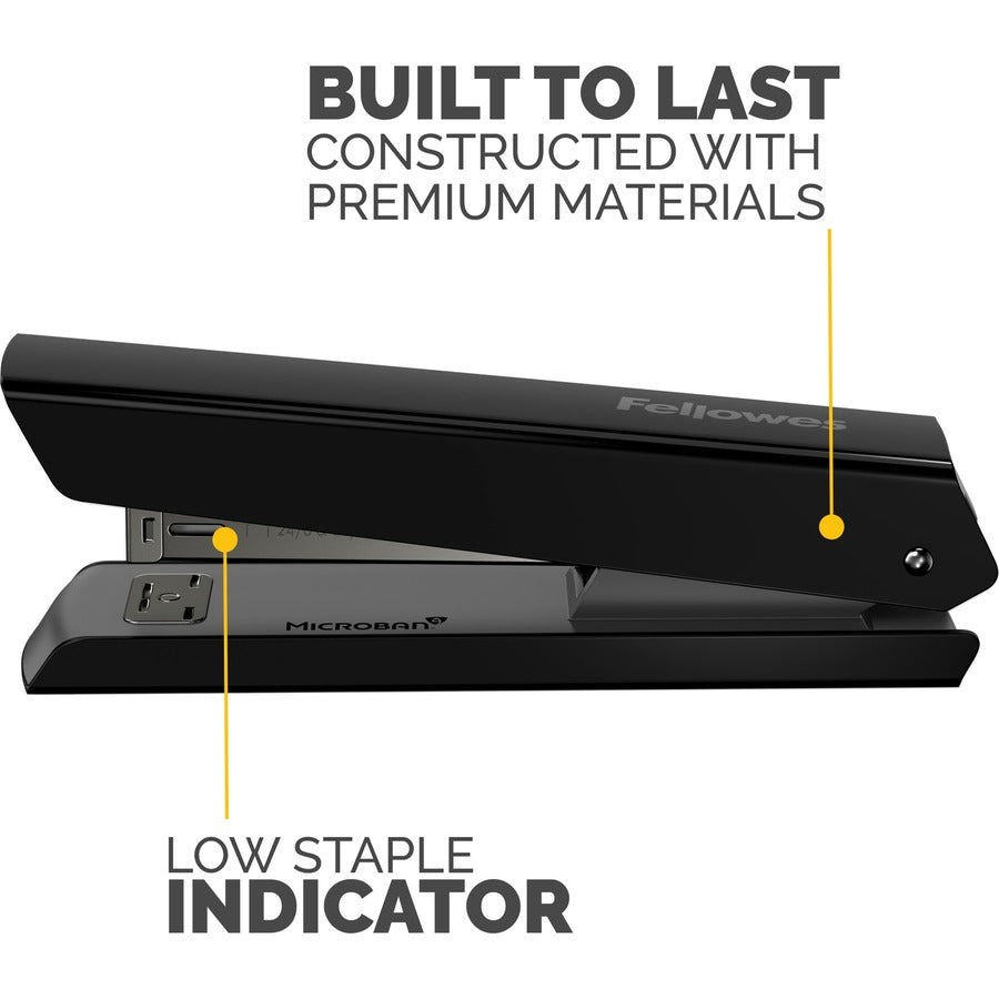 Image of Fellowes® LX820 Classic Full Strip Stapler with Antimicrobial Protection, 20-Sheet Capacity, Black