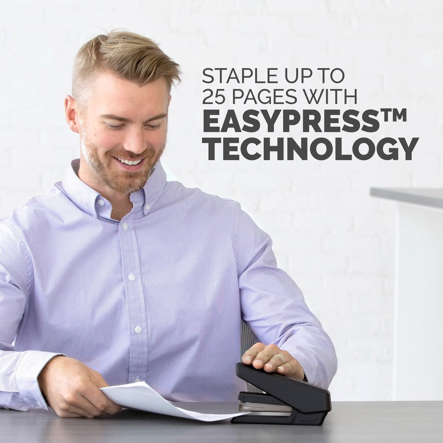 Image of Fellowes® LX850 EasyPress Full Strip Stapler with Antimicrobial Protection, 25-Sheet Capacity, Black
