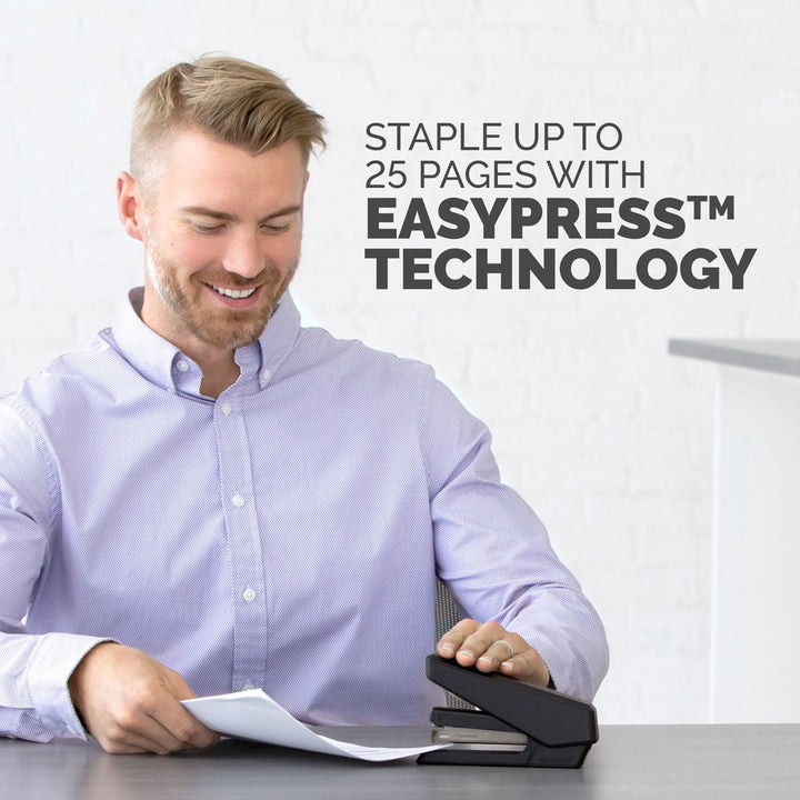Image of Fellowes® LX850 EasyPress Full Strip Stapler with Antimicrobial Protection, 25-Sheet Capacity, Black