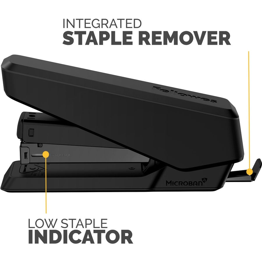 Image of Fellowes® LX850 EasyPress Full Strip Stapler with Antimicrobial Protection, 25-Sheet Capacity, Black