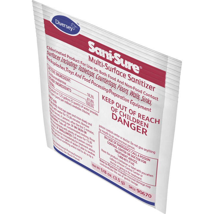 Image of Sani-Sure 90670 Multi-Surface Sanitizer, 0.13 oz (0.01 lb), Chlorine Scent, Odorless, Yellow, 100 / Carton